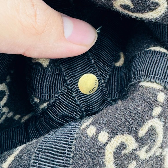 GUCCI Felt Covered Wool GG Monogram Baseball Hat S Beige Ebony - Picture 8 of 8